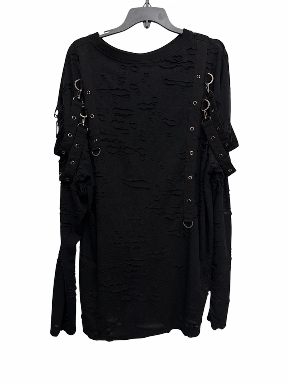 Punk Rave Long Sleeve Distressed Ripped Gothic Long Sleeve Bondage Tee L / XL